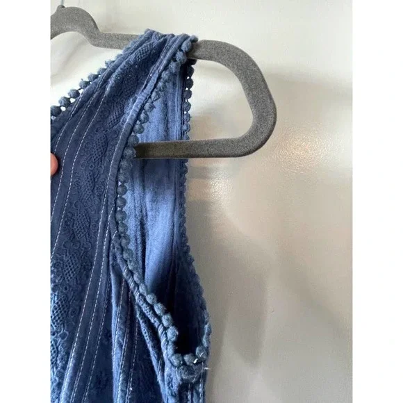 Prana Women's Kendell Eyelet Blue Cotton Mini Dress Medium - Picture 8 of 15